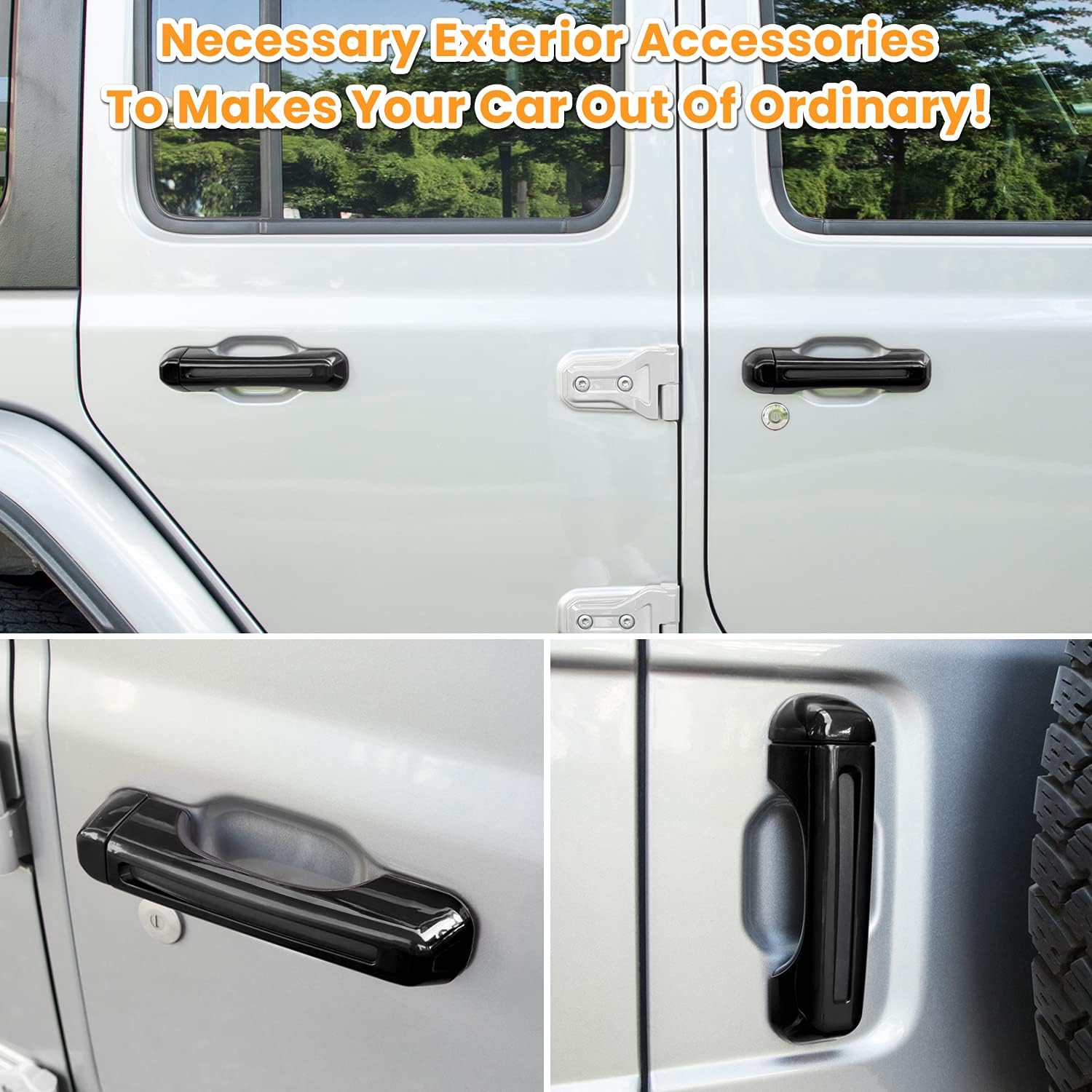 Door Handle Inserts Cover Trim+Tailgate Handle Cover for 2018-2024 Jeep Wrangler JL JLU Sports Sahara Freedom Rubicon Unlimited Gladiator JT 2-Door & 4-Door Exterior Accessories (Black 5PCS)
