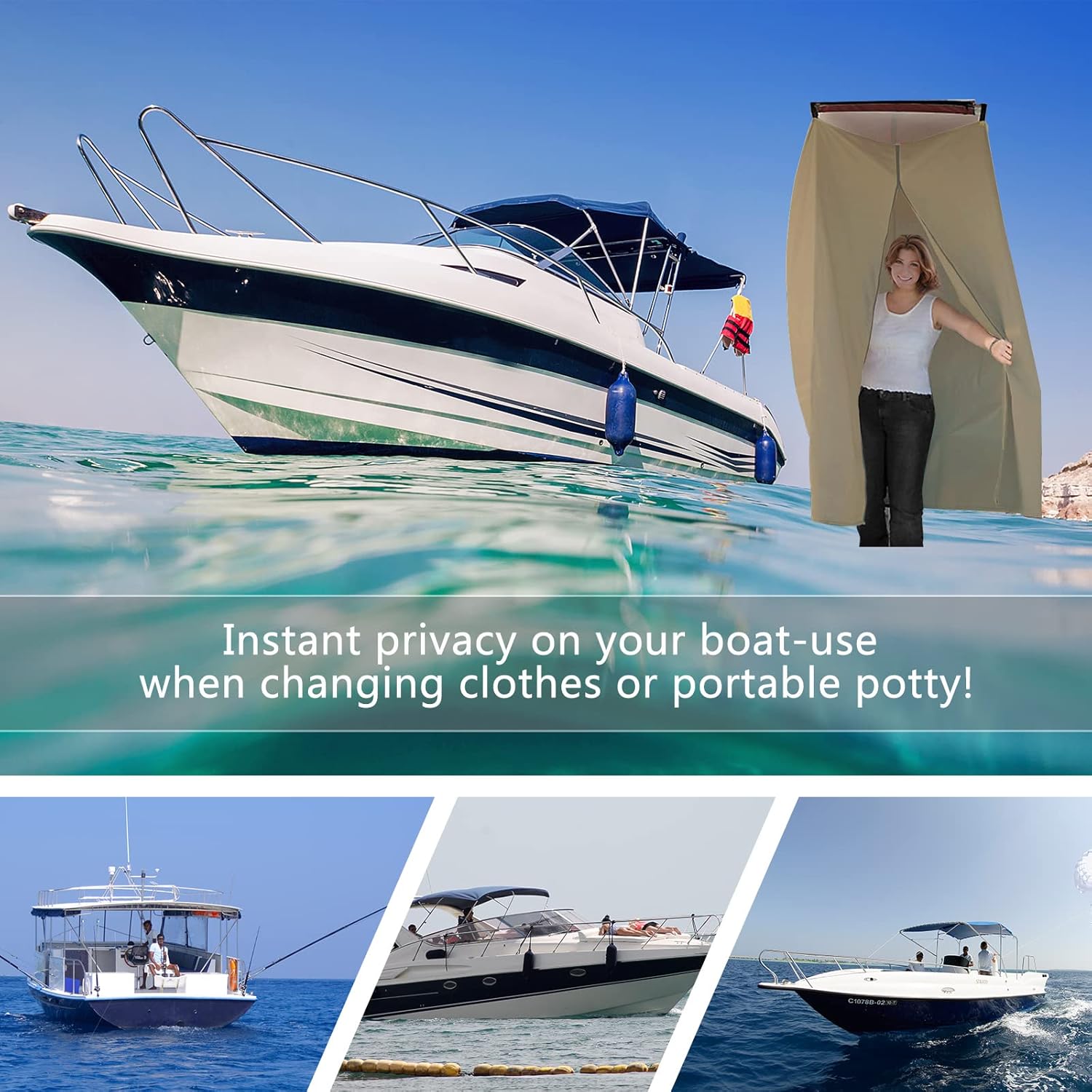 Privacy Tent for Boats - Float Boat Hanging Privacy Curtain Pull-Down Type Suitable for Bimini Top