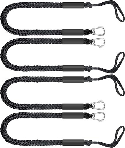 Paquete de 4 cuerdas elásticas para muelle de lancha, cuerdas de amarre elásticas para PWC, moto acuática, pontón, kayak, canoa, lancha motora,