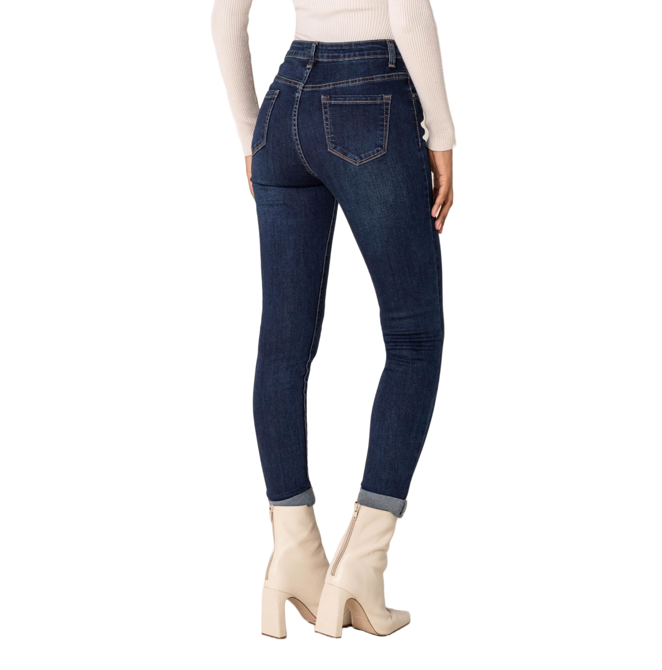 Nina Carter Jean coupe skinny pour femme, taille haute, aspect usé