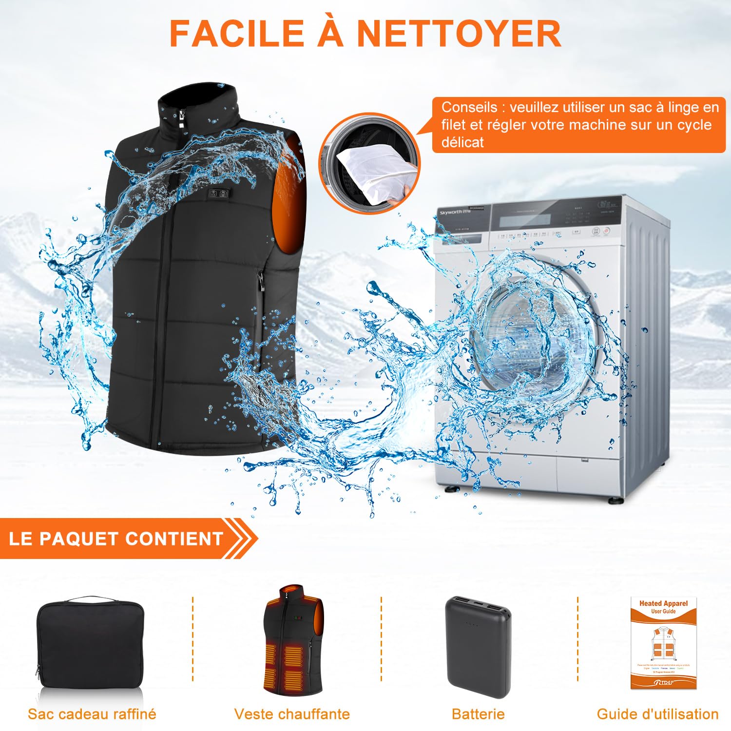 Gilet Chauffant Homme, Veste Chauffante avec 15 Zones, Gilet Chauffant Homme Électrique avec Batterie USB 10000mAh, Doudoune Chauffante pour Moto Pêche Chasse Camping