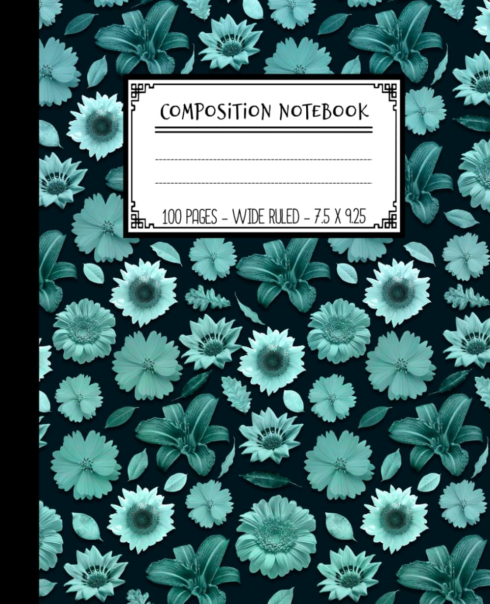 Composition Notebook: Vintage Wide-Ruled Notebook for Writing at School & Home with a Botanical Style Cover of an Aesthetic Floral Pattern in Green Tones. Lines Journal for Girls, Teens, & Students