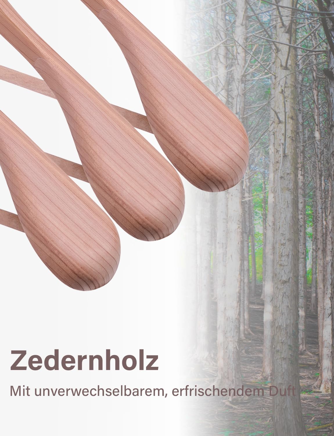 StorageWorks Kleiderbügel Zedernholz breit, 6er-Pack extra breiter Kleiderbügel Holz für den Kleiderschrank, Bügel Kleider platzsparend, Anzugbügel aus Naturholz für Mäntel, Hosen, rote Zederfarbe