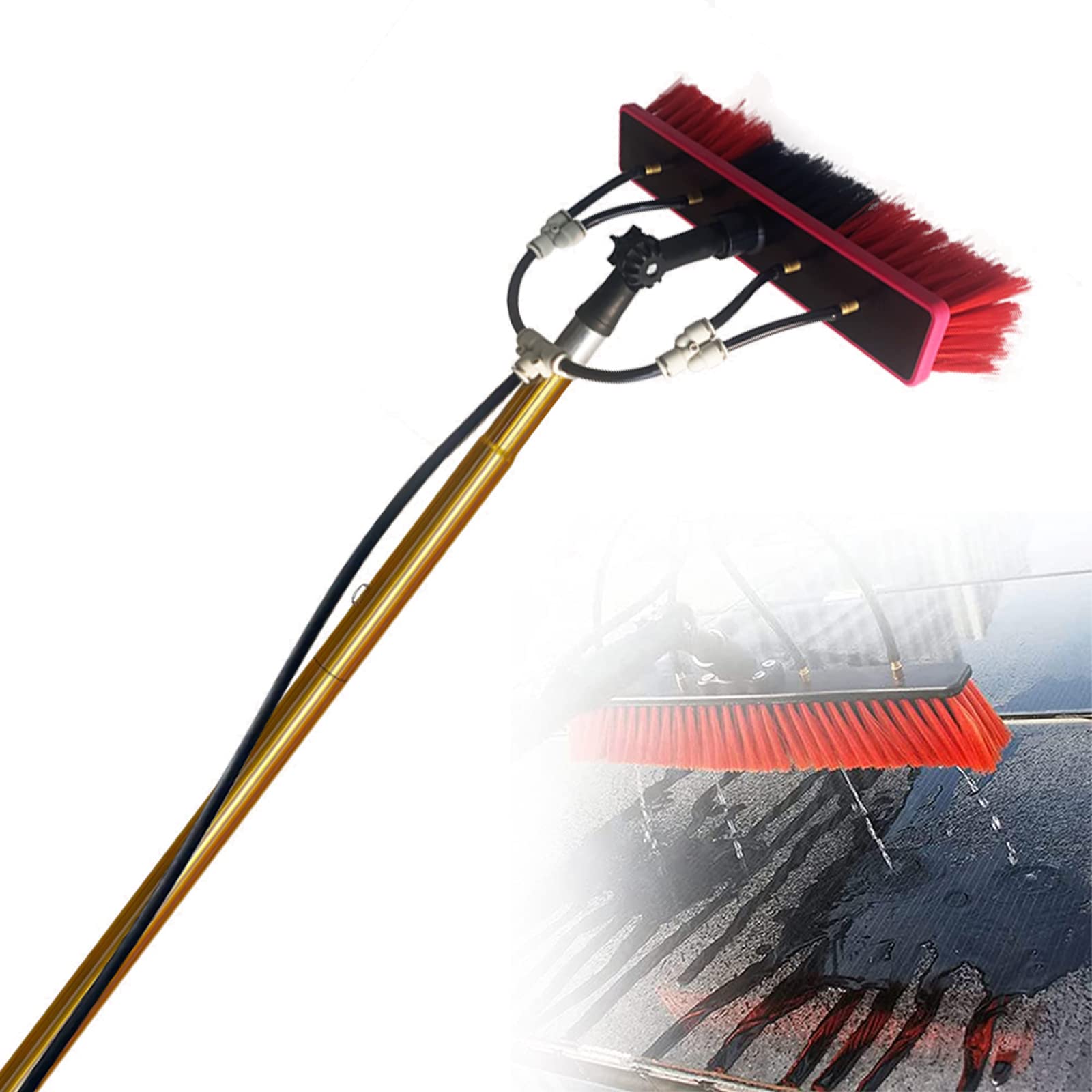 Aioneer Water Fed Window Cleaning Pole, Water Fed Telescopic Cleaner Brush Cleaning Photovoltaic And Solar Panels Extension Pole-12Ft-12FT