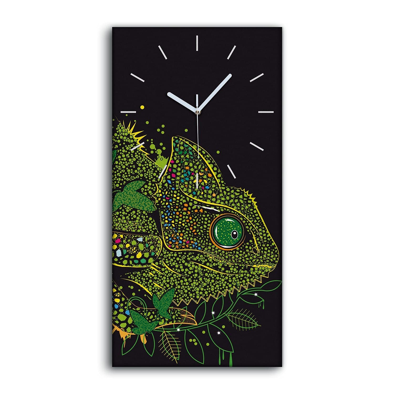 Horloge sur Toile Caméléon Abstrait 30x60cm Image Salon Art Mural