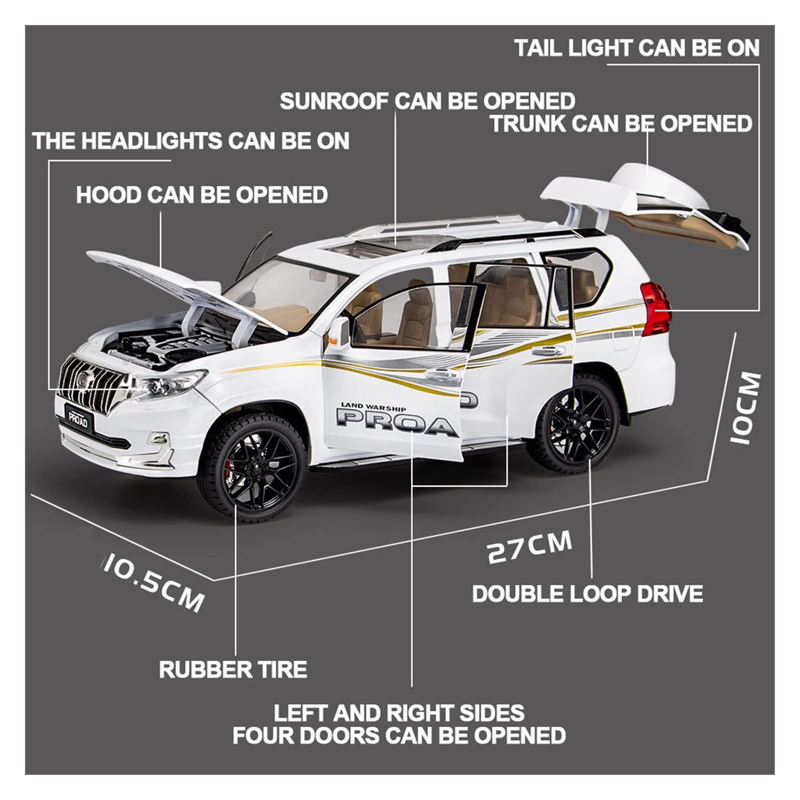 Amazon.com: WJYKL for Toyota Prado Land Cruiser 1/18 Alloy Car
