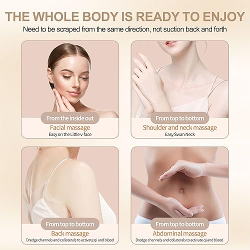 Miniatura 4 de Suwer Herramienta eléctrica de masaje Gua Sha con luz roja con 4 modos y 9 intensidades de vibración de micro corriente, masajeador facial,