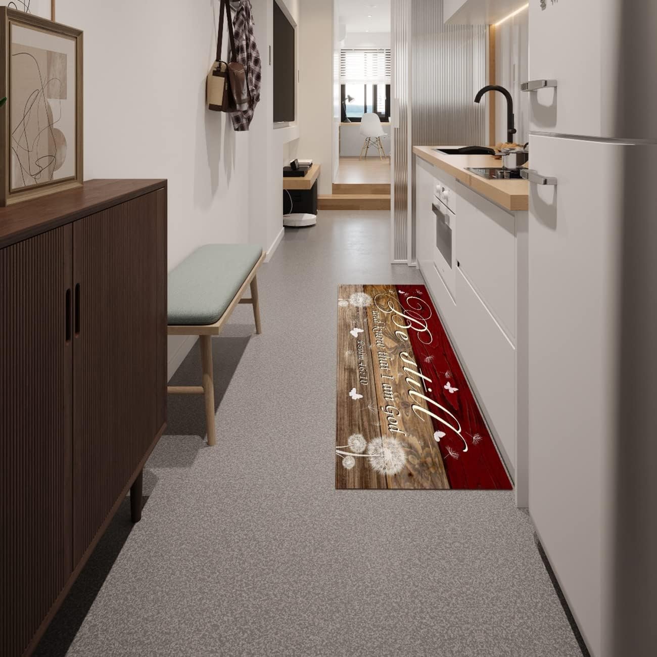 JUST BREATHE Anti Fatigue Kitchen Floor Mat Non Slip Absorbent Comfort Standing Mat Soft Runner Rug for Hallway Entryway Bathroom Living Room Bedroom Creative Home Decorative Indoor Carpet 60"x24"