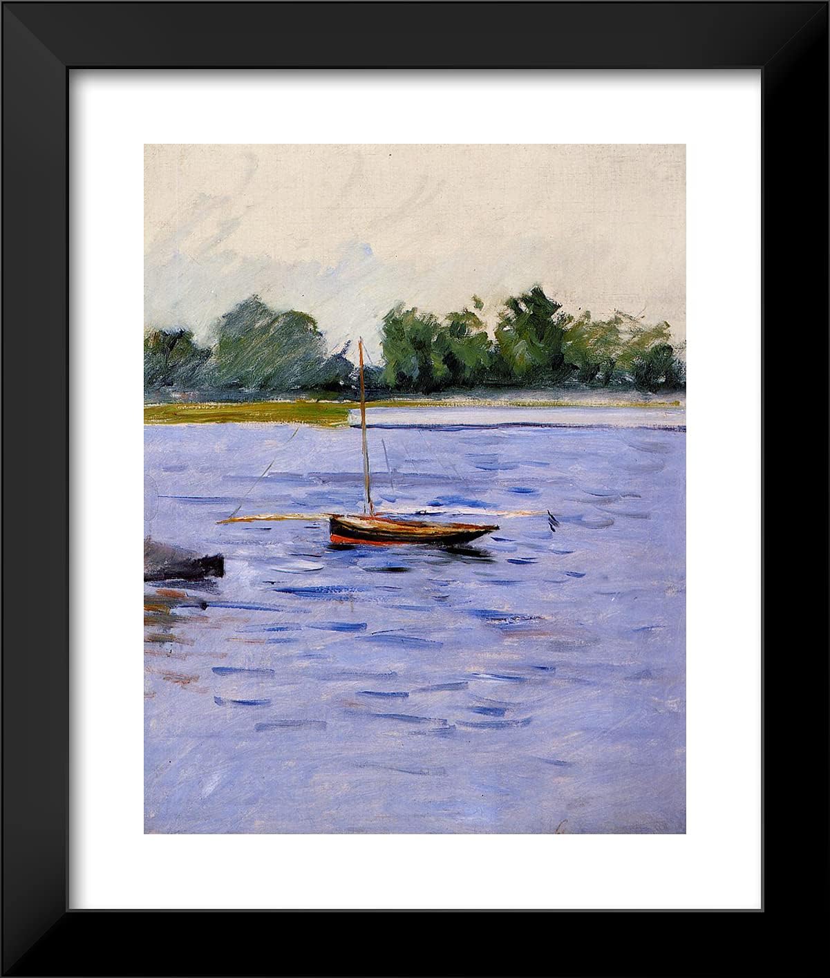 ArtDirect Caillebotte, Gustave 20x23 Black Modern Framed Art Print Titled: Boats on the Seine ll