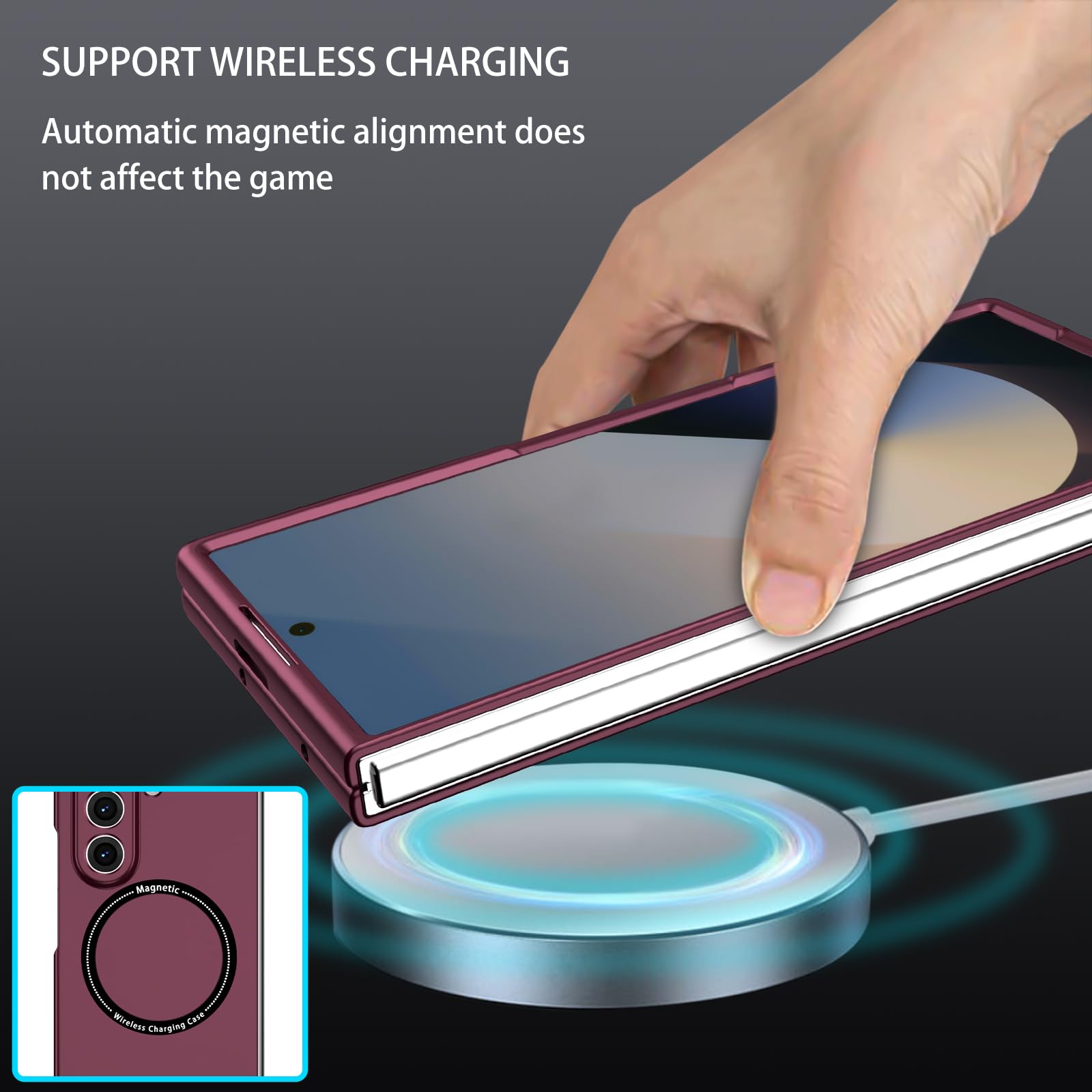 Custodia magnetica per Galaxy Z Fold 8 Ultra Slim Drop Proof Vino | Costruzione in PC rigido, magnete integrato, vestibilità sottile e leggera, antiurto robusta protezione anti-goccia