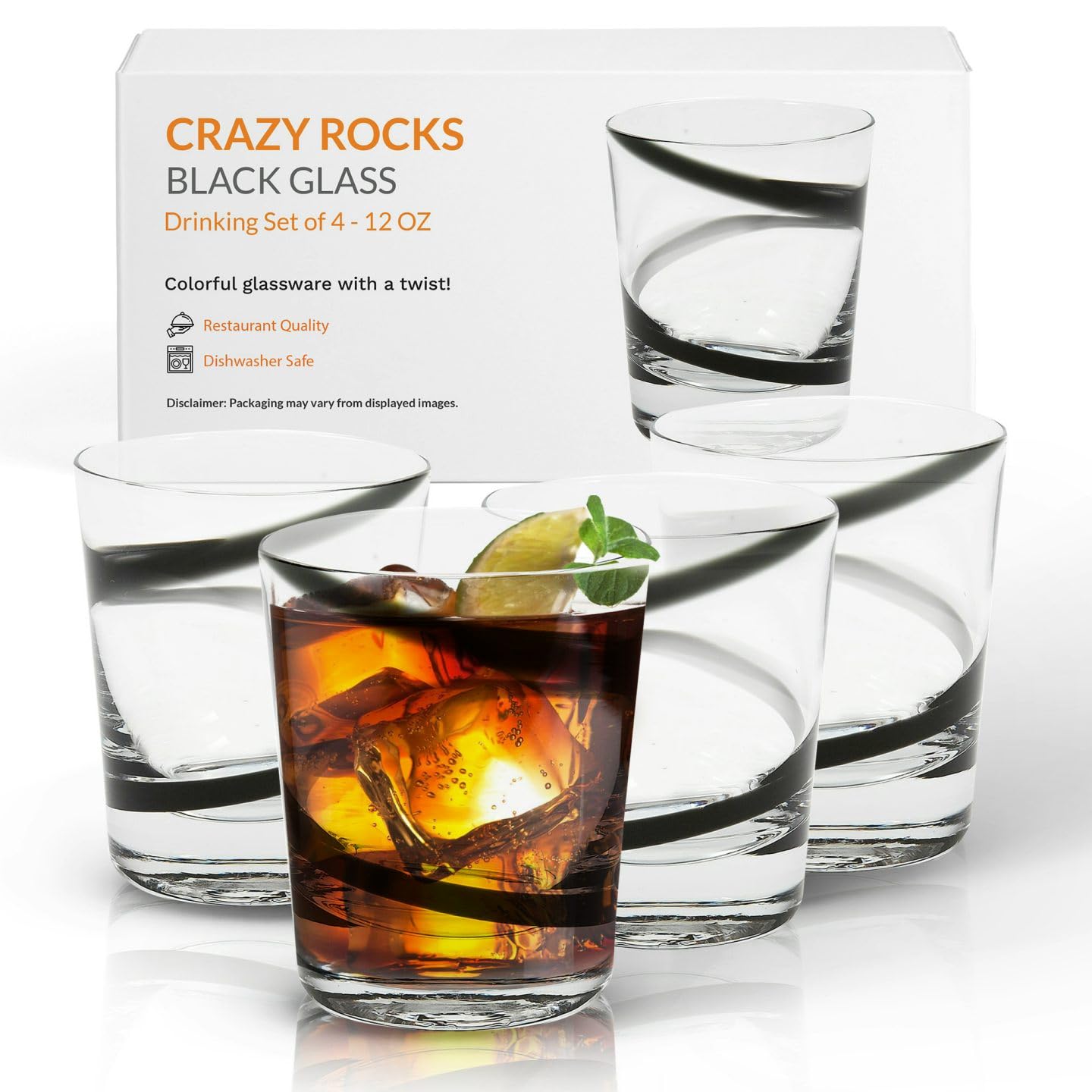 Amazon.com | IMPULSE! Crazy Colored Swirl Drinking Glasses, Set of