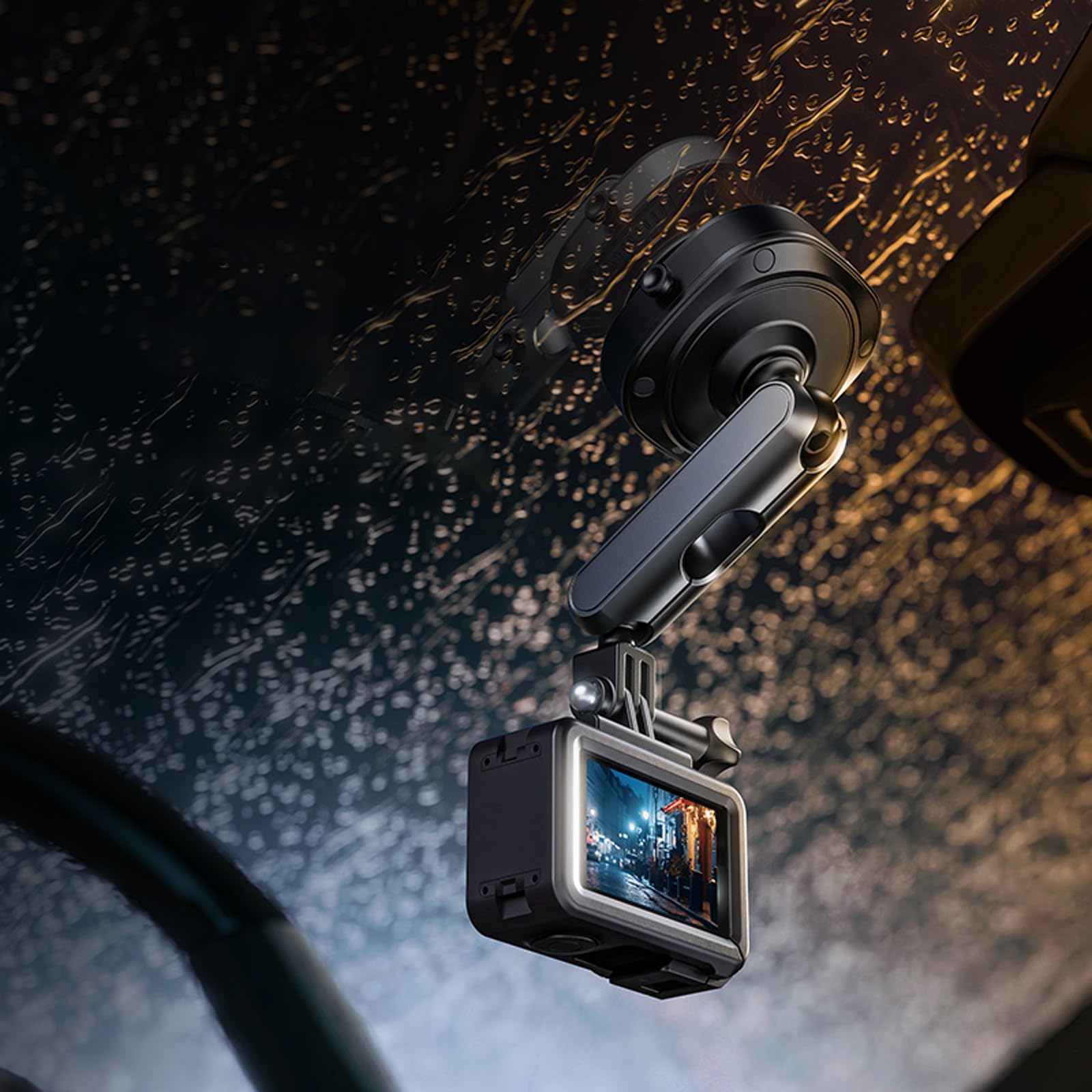 Uchwyt samochodowy na kubek 360, regulowany uchwyt na kamerę sportową na przednią szybę do DJI/Insta360/GoPro kamera sportowa