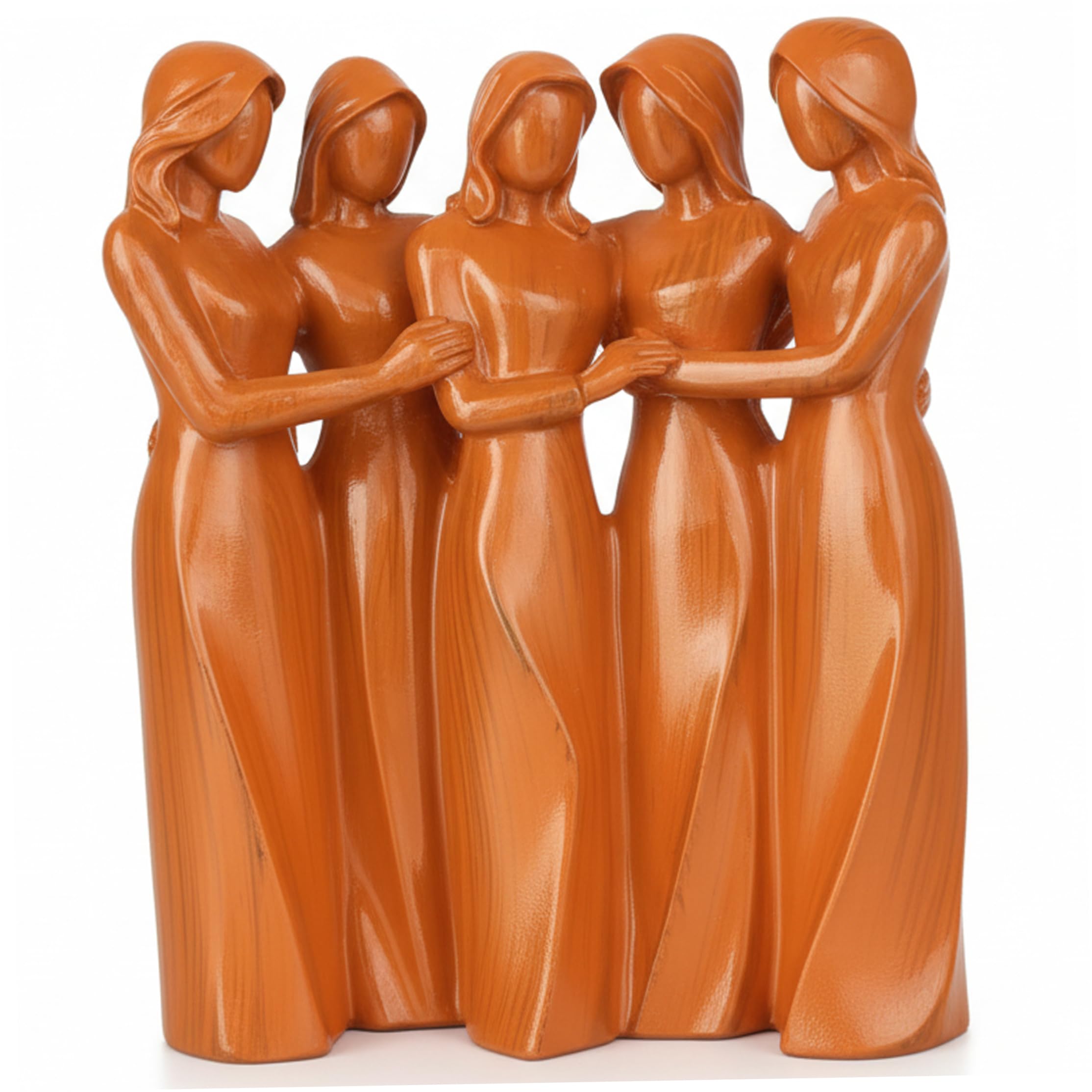 Ameble Sister Figurines, 5 Sisters Friendship Figurines - Imitation Wood Resin Sculpture, Statues For Home Decor, Desktop Decor For Living Room, Office & Shelf