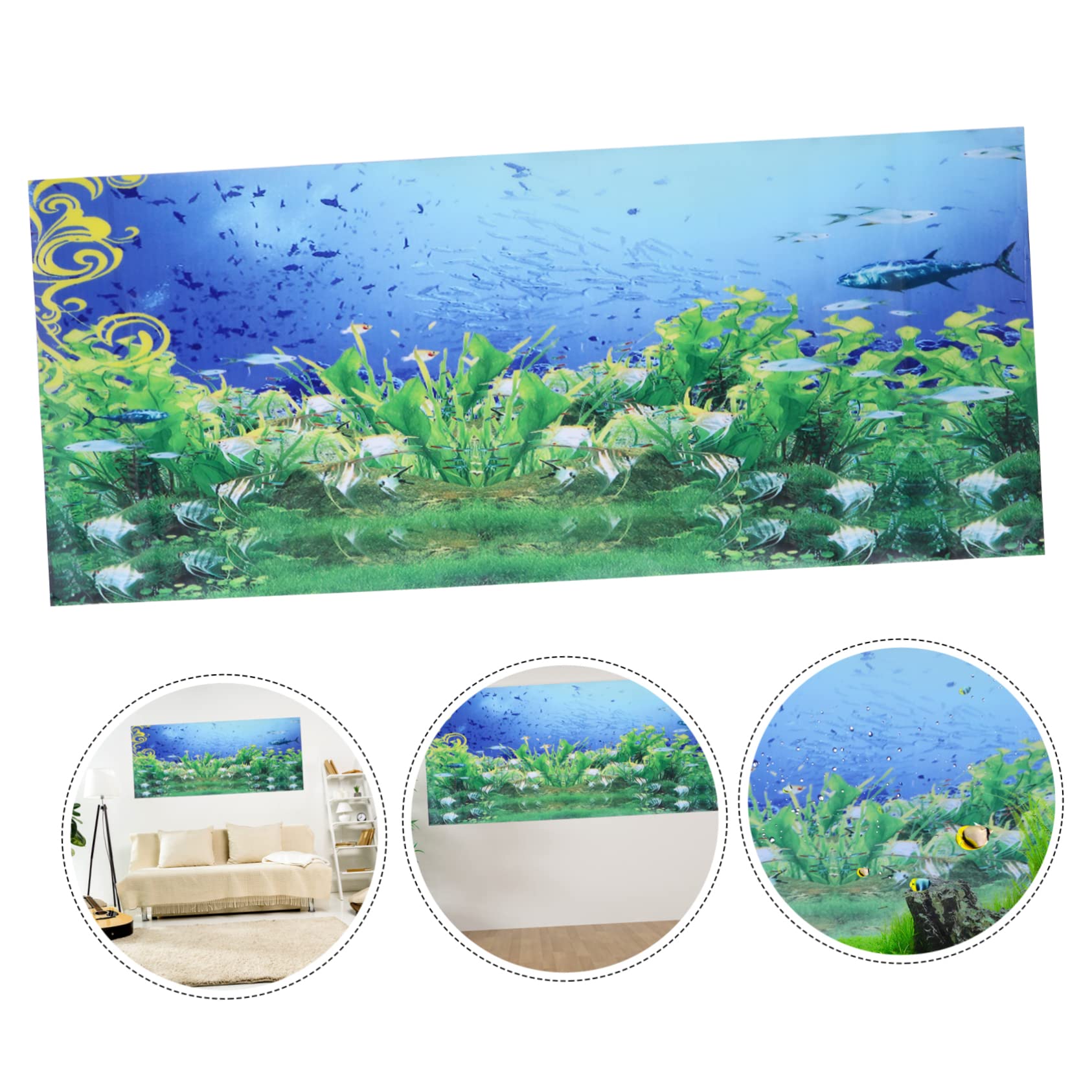 BESPORTBLE 2pièces Stickers De Fond Aquarium Décoratifs pour Poisson Peint sous-Marin pour Décoration De Réservoir Et Mur