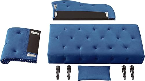 Miniatura 6 de Holaki Tumbona de terciopelo, tumbona decorativa para interiores con almohada, sillón con botón copetudo con brazo derecho con ribete de cabeza de