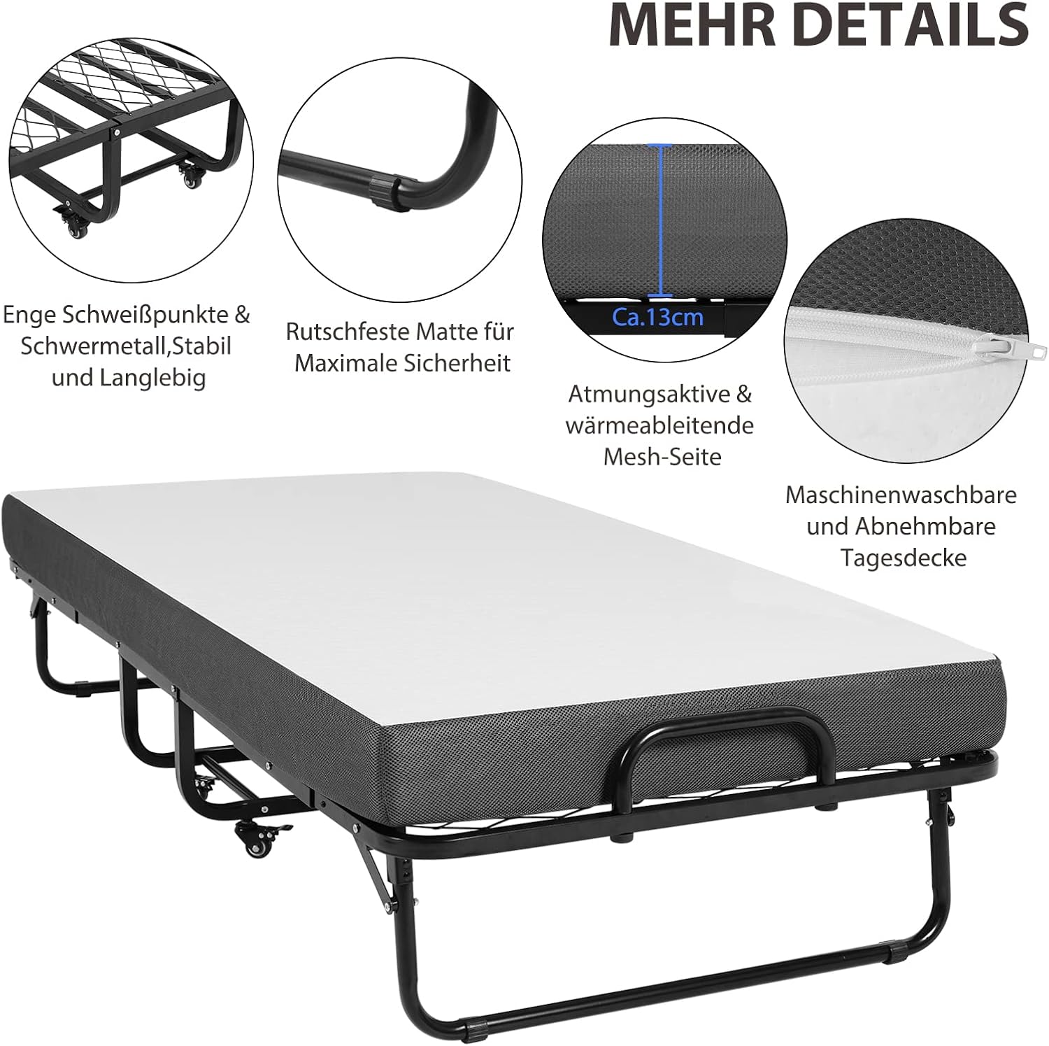 Close-up of the mattress zipper for removable cover