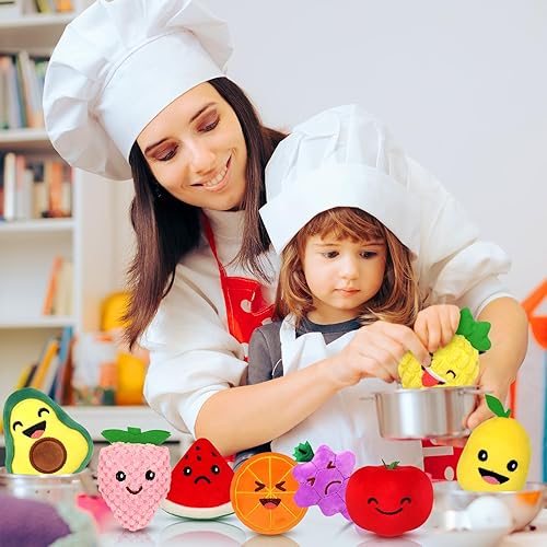 Miniatura 5 de Juguetes sensoriales para niños, paquete de 8 mini juguetes de peluche suaves de frutas para niñas o niños como decoración de fiesta, comida de