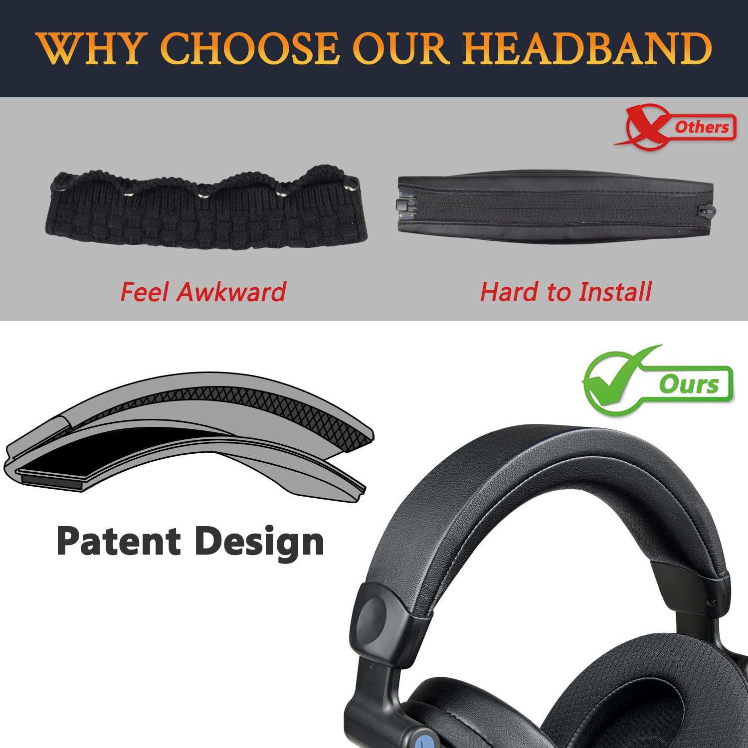SOULWIT Bandeau Couverture pour Sony MDR-V600/Z600/V900/V900HD/7509HD Casque, Pièce de Rechange pour Headband