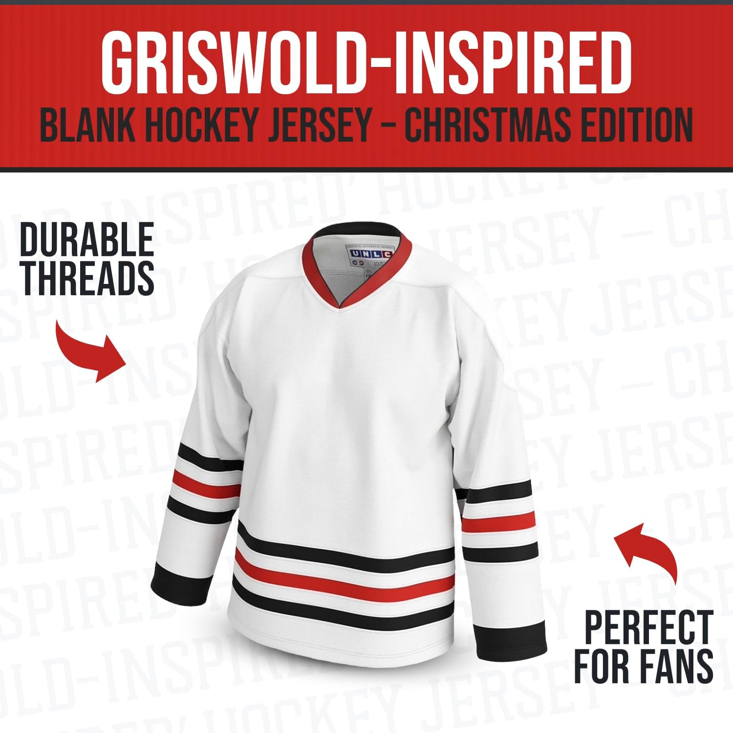 Blank Griswold-Inspired Hockey Jersey – No Name or Graphics, 90s Holiday Style Throwback, Adult Sizes S–5XL - Image 2