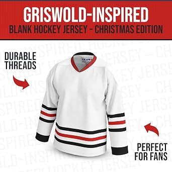 Blank Griswold-Inspired Hockey Jersey No Name or Graphics, 90s Holiday Style Throwback, Adult Sizes S5XL