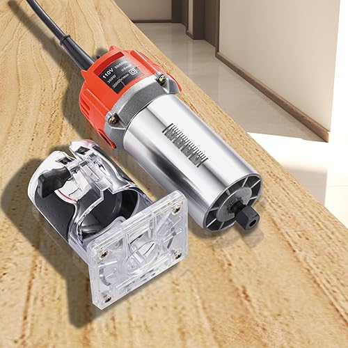 Miniatura 3 de Enrutador de palma de 110 V 800 W eléctrico de mano Trimer Router de madera Pinzas de 1/4 "Herramienta de carpintería Trimer laminado, rojo