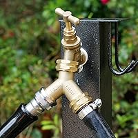 Vista 4 de Divisor de manguera de jardín, conector de 2 vías de latón resistente, grifo de jardín, divisor para grifo al aire libre, divisor de manguera