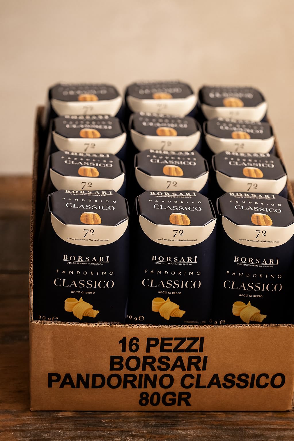 16 Pezzi Pandorini e Panettoncini Soffici in Mini Formato Classico o con Gocce di Cioccolato Lievitazione Naturale Dolci Monoporzione Ideali per Regali Natalizi (16x Pandorino Classico 80g)