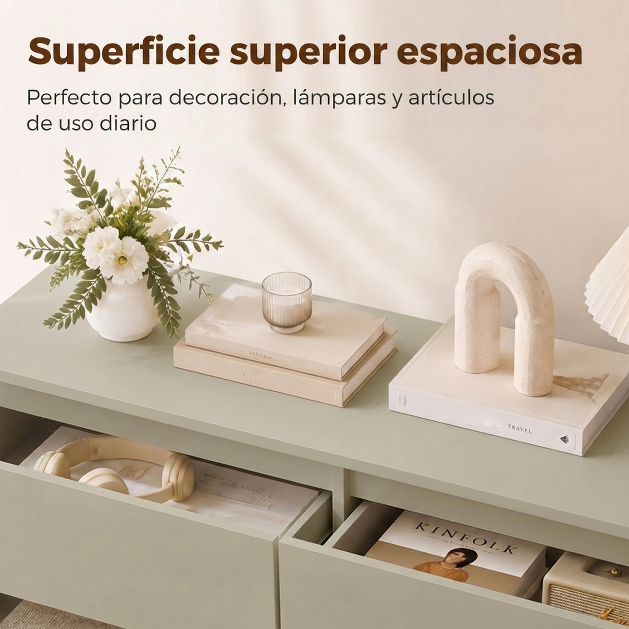 HOMCOM Cómoda de 6 Cajones para Dormitorio 100x35x69 cm Marrón Claro