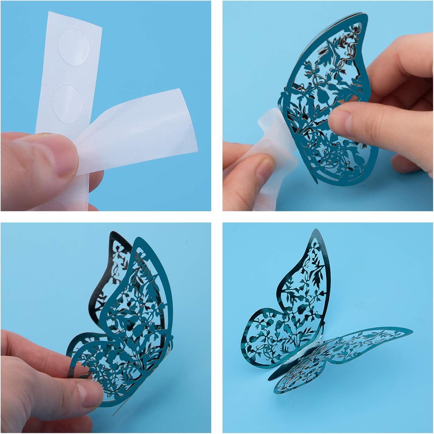 AIEX 24pcs 3D Butterfly Wall Stickers 3 Sizes Butterfly Wall Decals Room Wall Decoration for Bedroom Party Wedding Decors (Indigo)