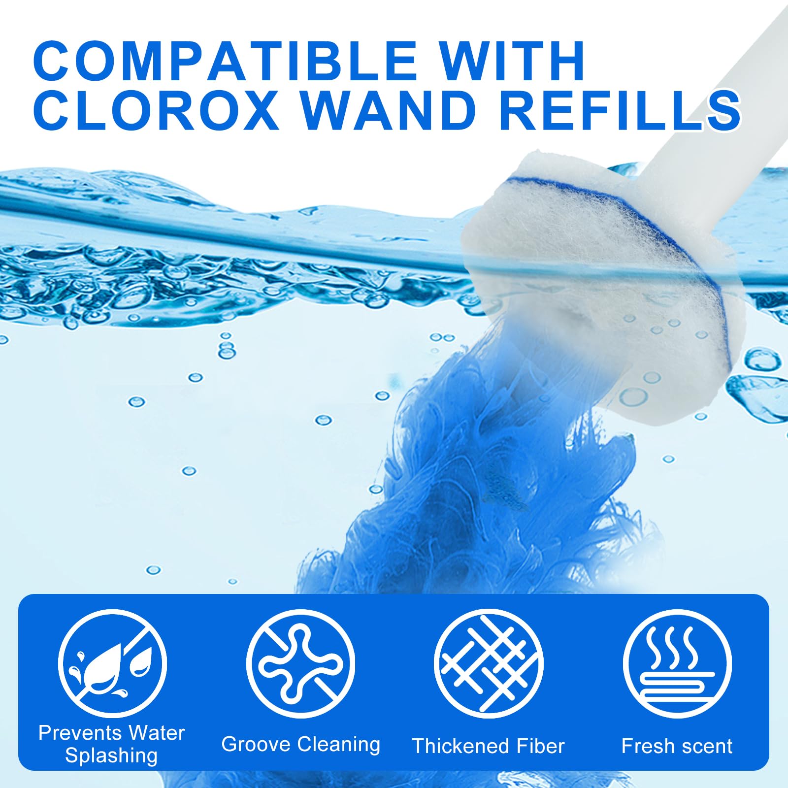 Juego de escobilla de inodoro desechable y soporte, con 30 cabezales de cepillo para Clorox. | Compatible con el sistema de limpieza de inodoro Clorox, fibra mejorada