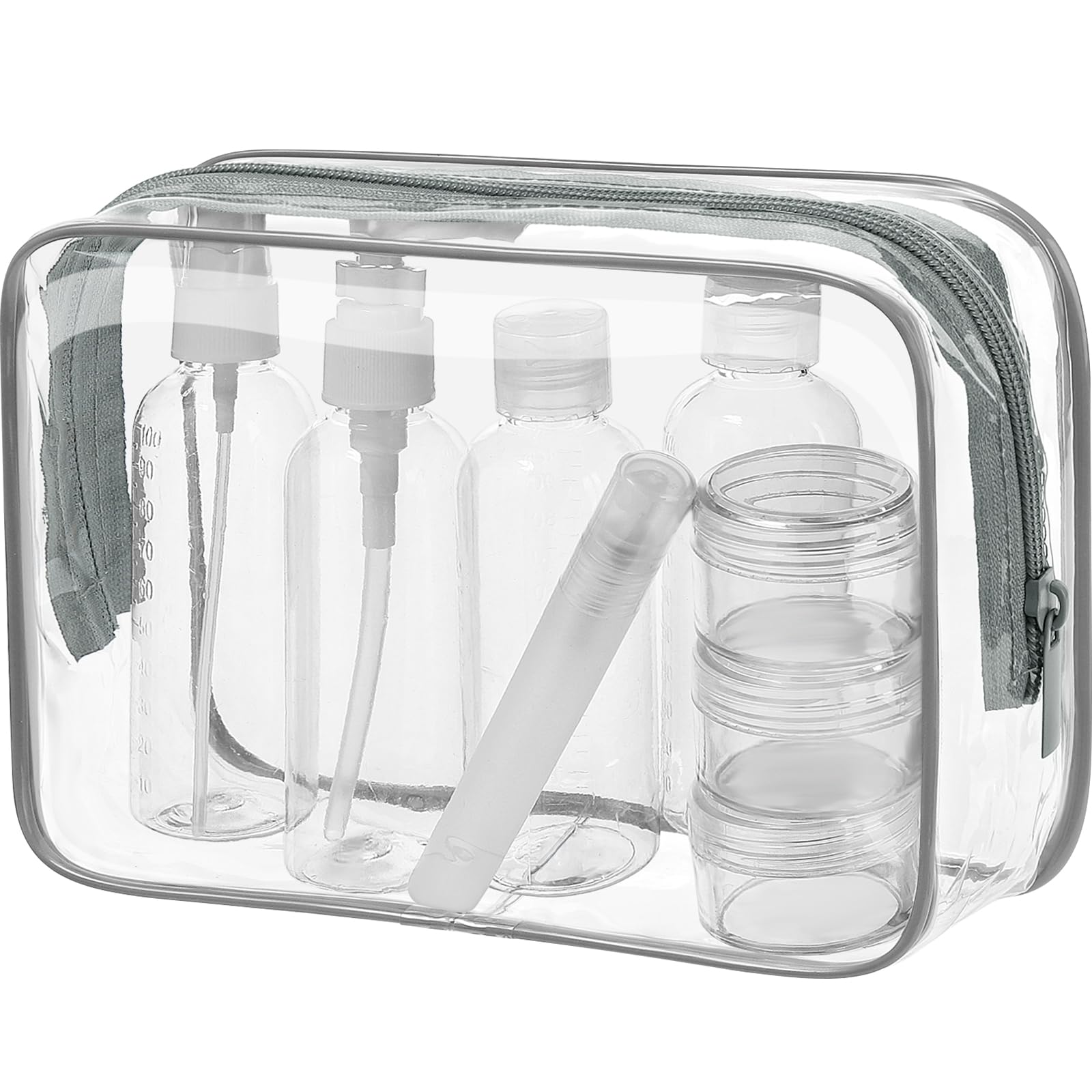 Neceser Transparente con 8 Botellas de Viaje (MAX.100ml) y 1 Bolsa de Vuelo para Líquidos (20x20 CM,1L), Bolsa de Cosméticos Impermeable para Hombre y Mujer — view 11