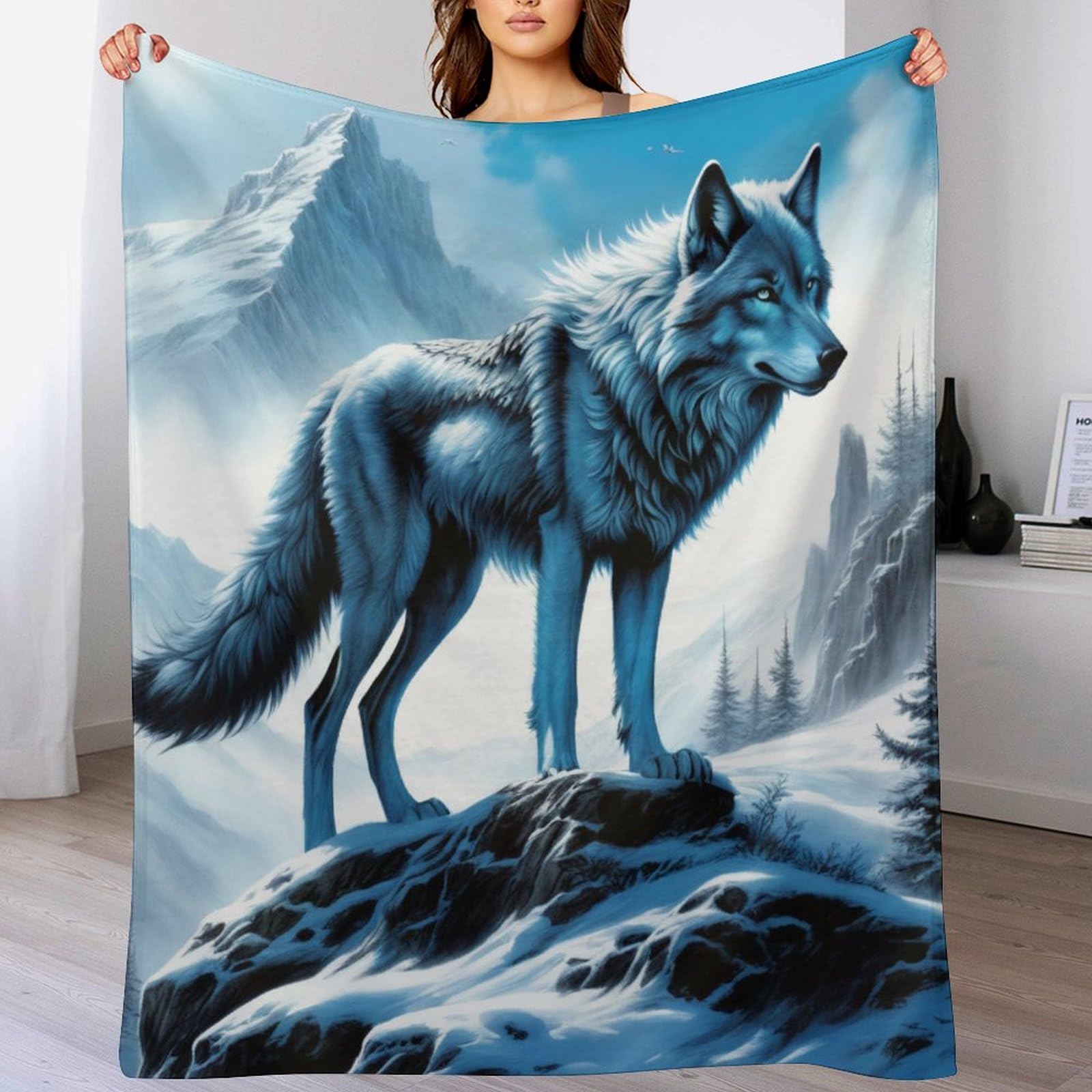 Couverture flanelle loup 100x130cm idée cadeau anniversaire originale