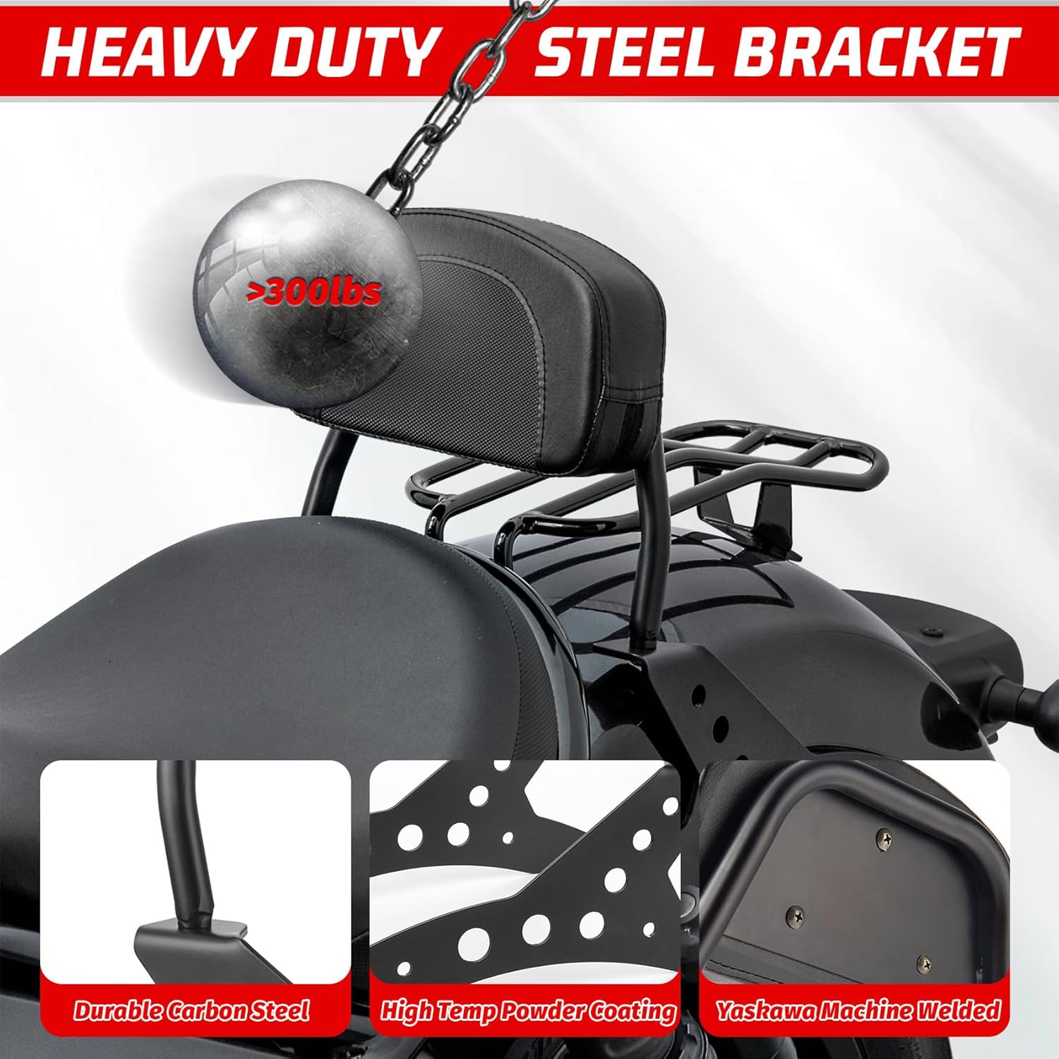 Motorcycle Detachable Quick Release Backrest Sissy Bar for Rebel 1100 CM1100 CMX1100 2021 2022 2023 2024 2025 2026
