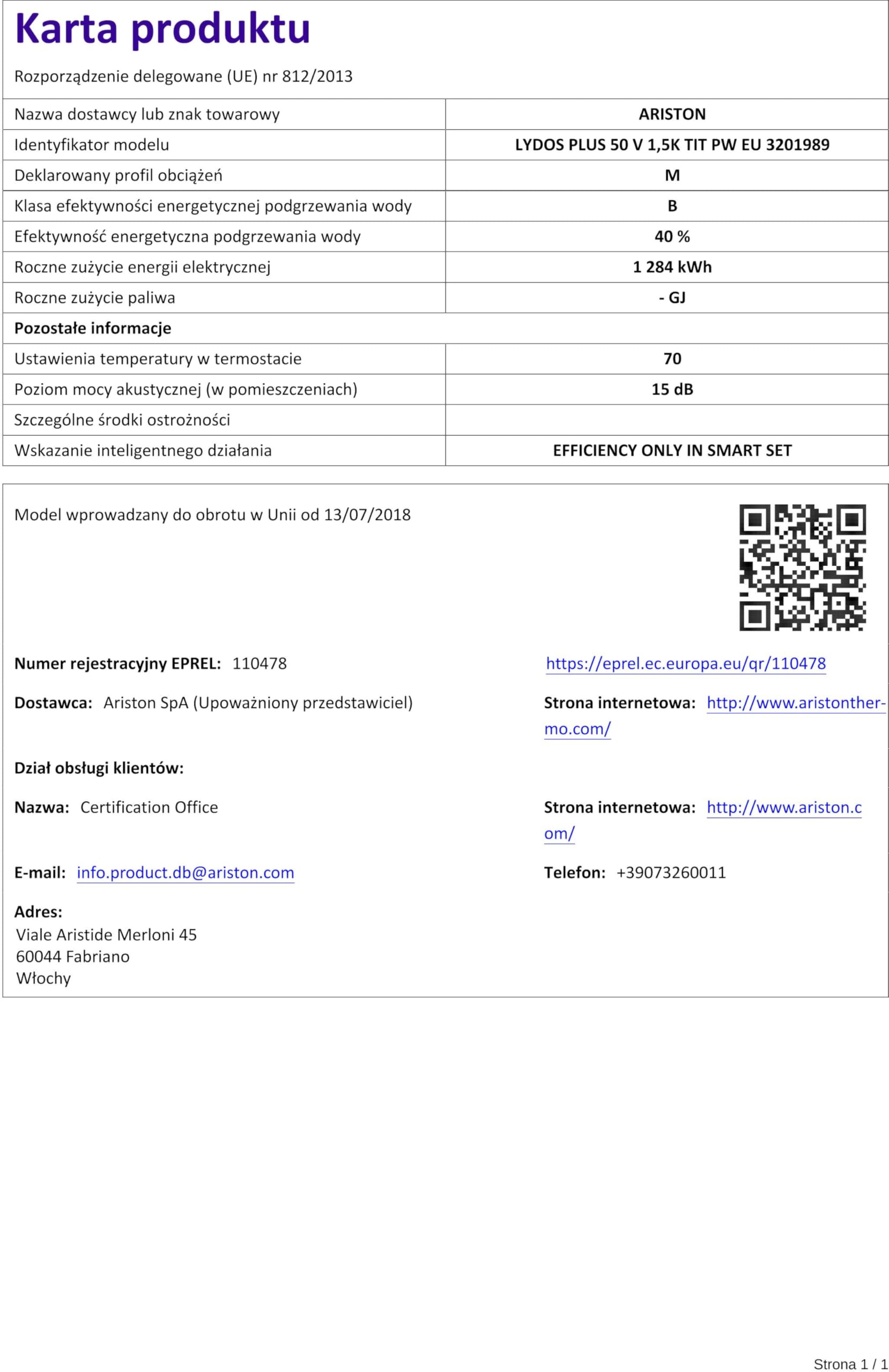 Ariston Lydos Plus - Scaldabagno elettrico verticale da 50 litri, con funzione ECO e modalità vacanze, 45 x 47 x 52,8 cm, prodotto per installazione in Spagna