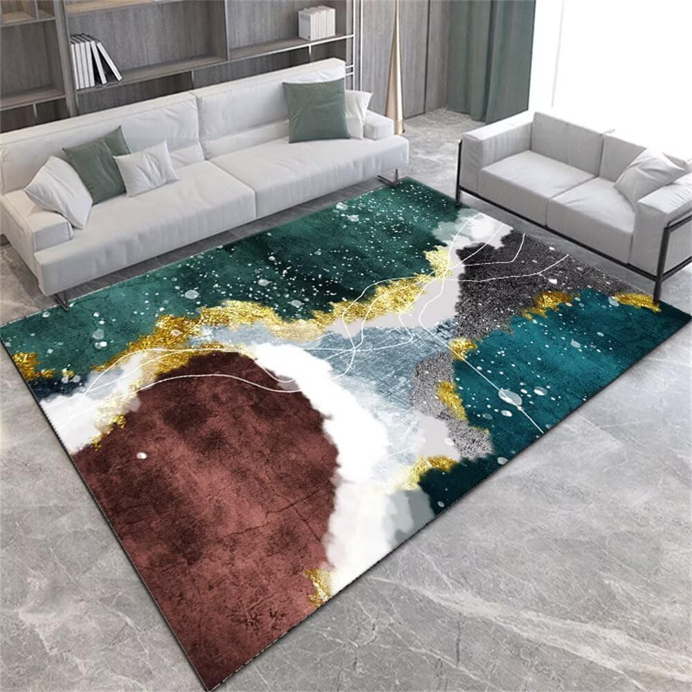 Tapis salon plante vert et or 200x260 cm | Métamorphosez la chambre de votre ado
