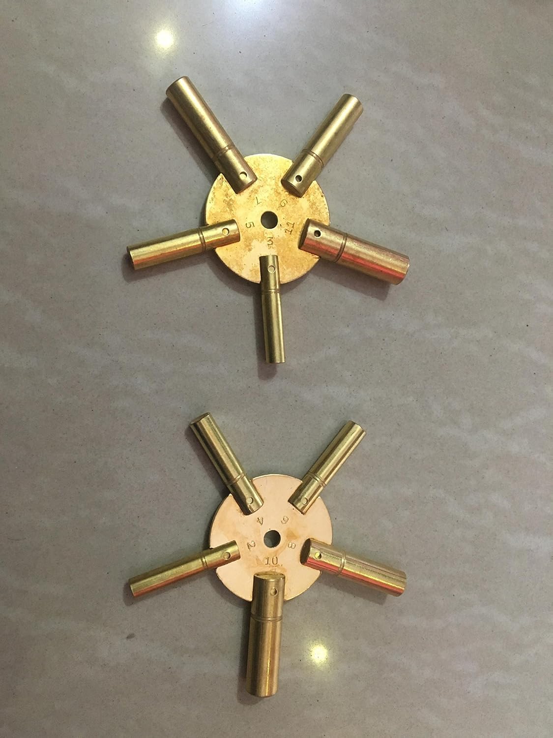 PRESIZE 2 Pcs Universal 5 Prong Brass Clock Key for Winding Clock, ODD & Even - Pouch Packed