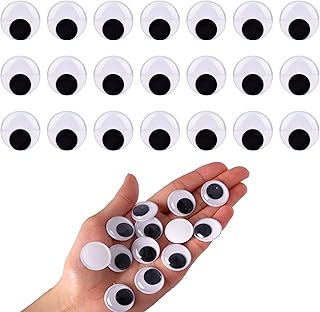 BEADNOVA Black Wiggle Googly Eyes Wobbly Eyes with Self Adhesive Sticker for DIY Craft Scrapbooking (20mm, 200pcs)
