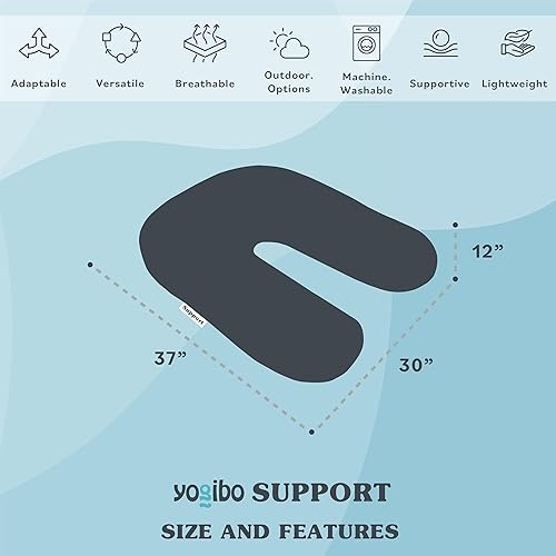 Miniatura 3 de Yogibo - Almohada de apoyo para lectura, almohada única en forma de U con brazos, proporciona un excelente apoyo y comodidad, almohada de descanso