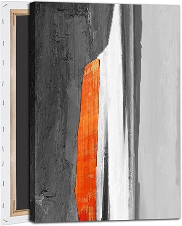 Modern Abstract Canvas Wall Art Orange Black Grey Pictures