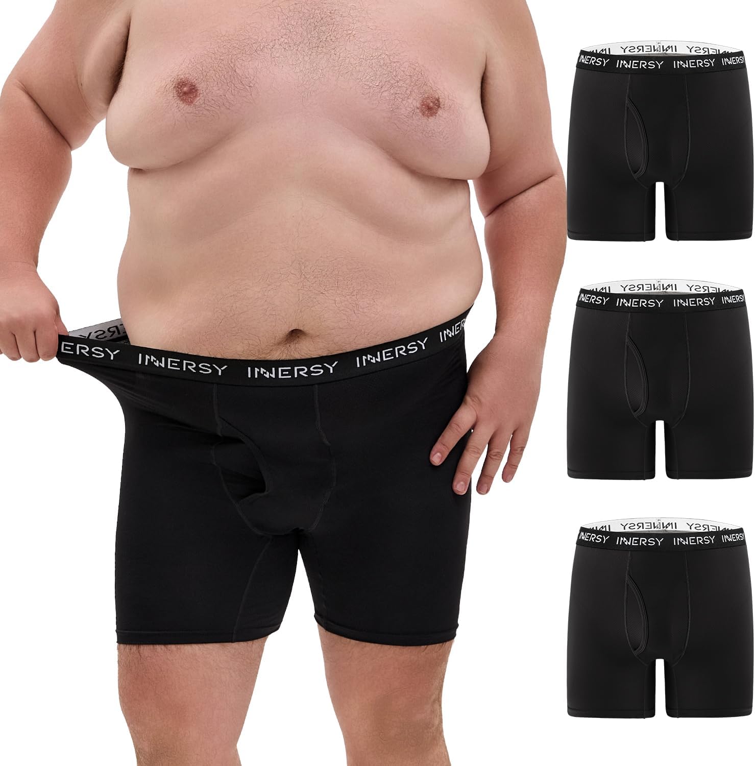 INNERSY Men's Big and Tall Boxer Briefs Breathable Mesh Cooling Underwear 3-Pack