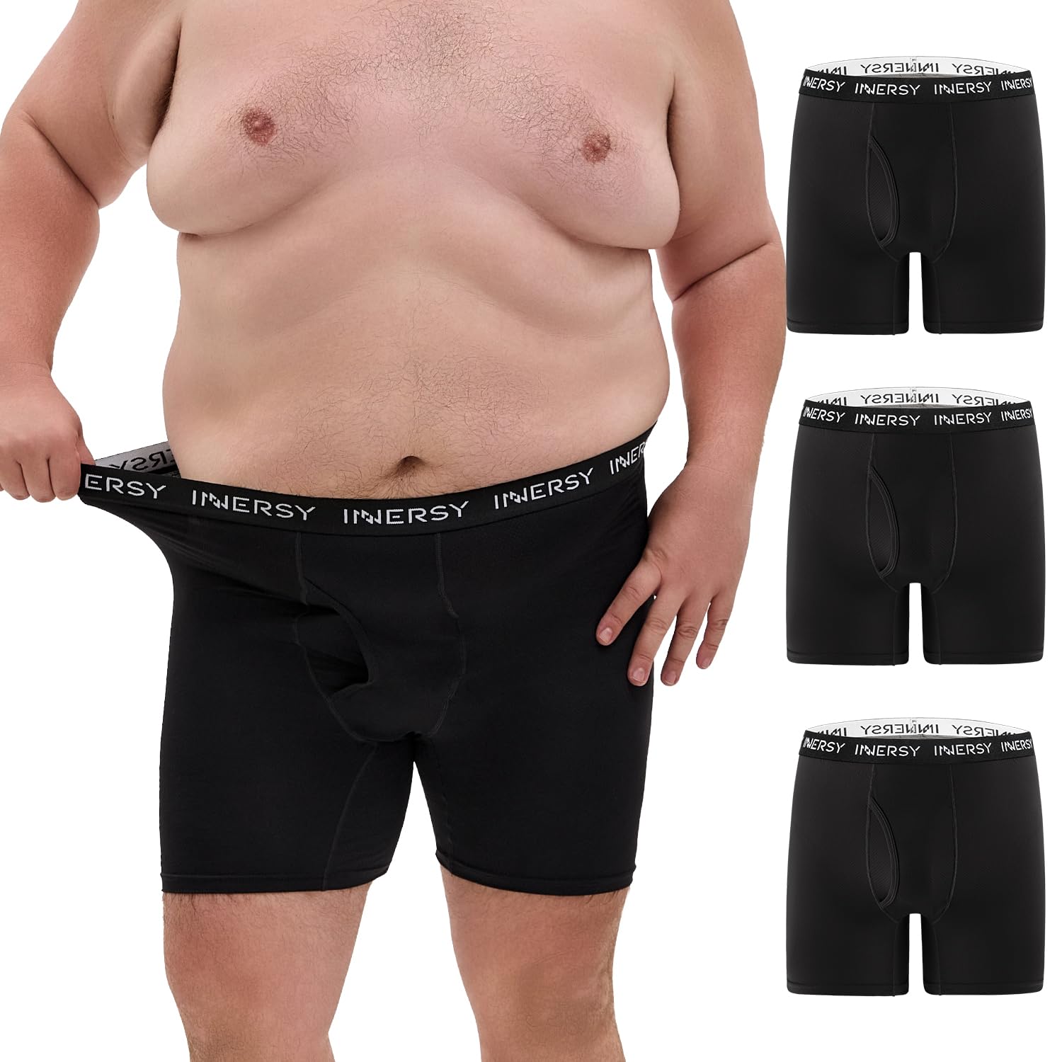 INNERSY Mens Big and Tall Boxer Briefs Breathable Mesh Cooling Underwear 3-Pack