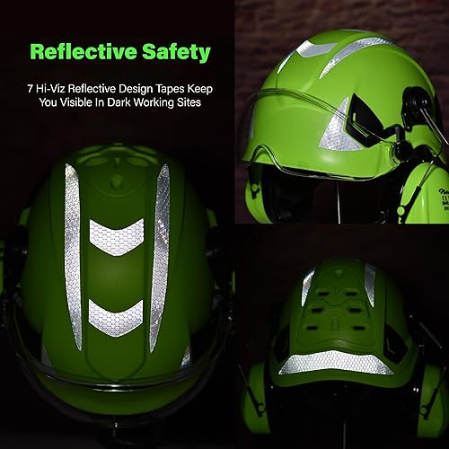 Miniatura 5 de SAFEYEAR Casco de seguridad de motosierra estilo gorra con suspensión de trinquete de 4 puntos para mujeres y hombres con orejeras ajustables y
