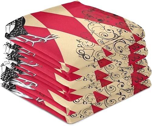 Miniatura 4 de GAIREG Retro Rooster Red Checkered Tea Towel Set, 28x18 Bulk Quick Dry Dish Towel