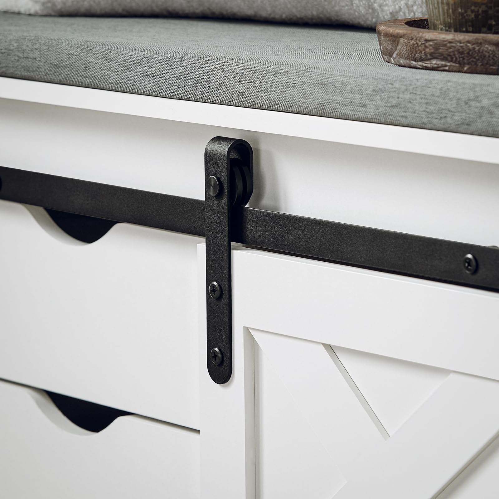 SoBuy Panca per scarpe con sedile Scarpiera da ingresso con ante scorrevoli 80x30x49cm FSR153-W