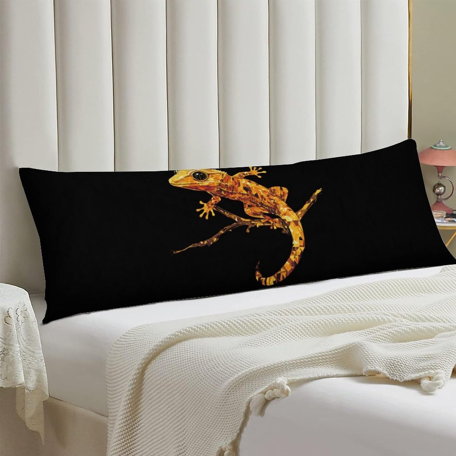 Crested Gecko Body Pillow Cover Long Cushion 18.9x53.1 Inch | pillowcase,bed decor,farmhouse,sofa
