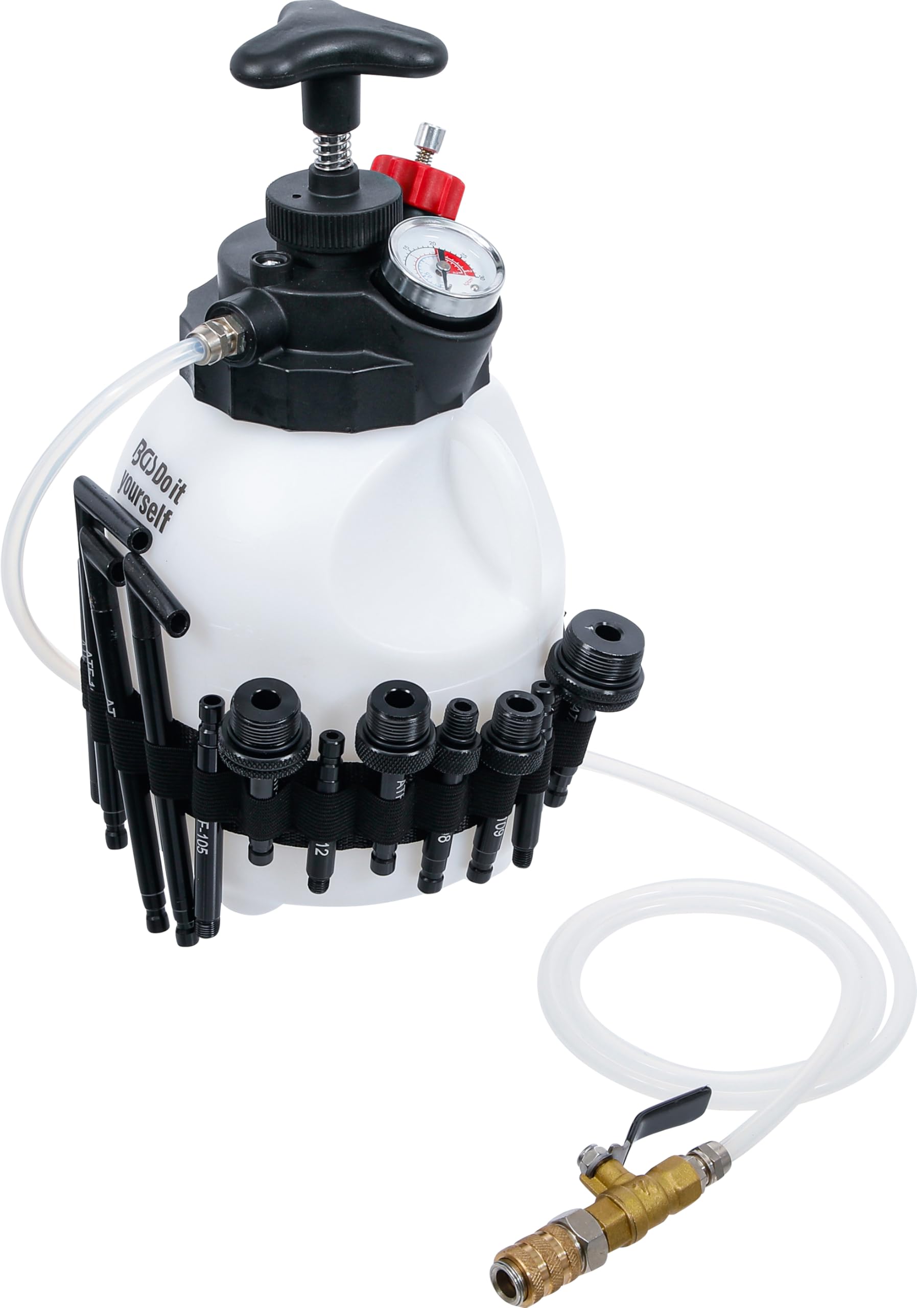 BGS DIY 74264 | Appareil de Remplissage de Boite de Vitesse avec Pompe Main | avec 12 adaptateurs | 3 l
