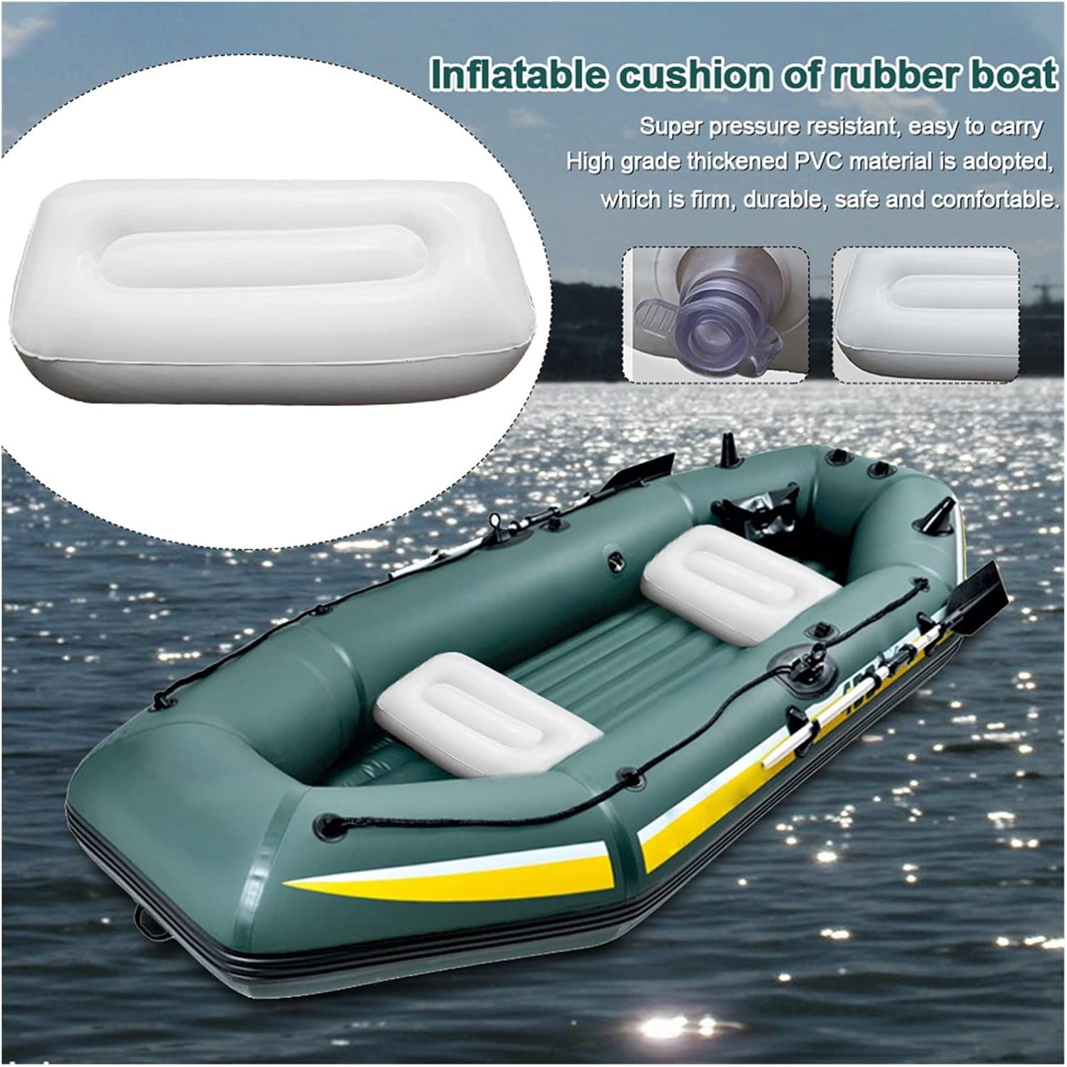 GagalU Sailing Beach Boat Outdoor Fishing Seat Pad PVC Inflatable Kayak Cushion Thickened Accessories Camping Hiking Summer Folding for Kayak seat