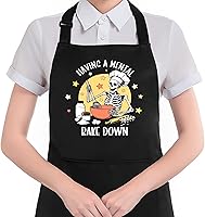 HUGANE Funny Gothic Skeleton Baking Apron - 'Having a Mental Bake Down' Waterproof Adjustable with Pockets for Kitchen Grilling