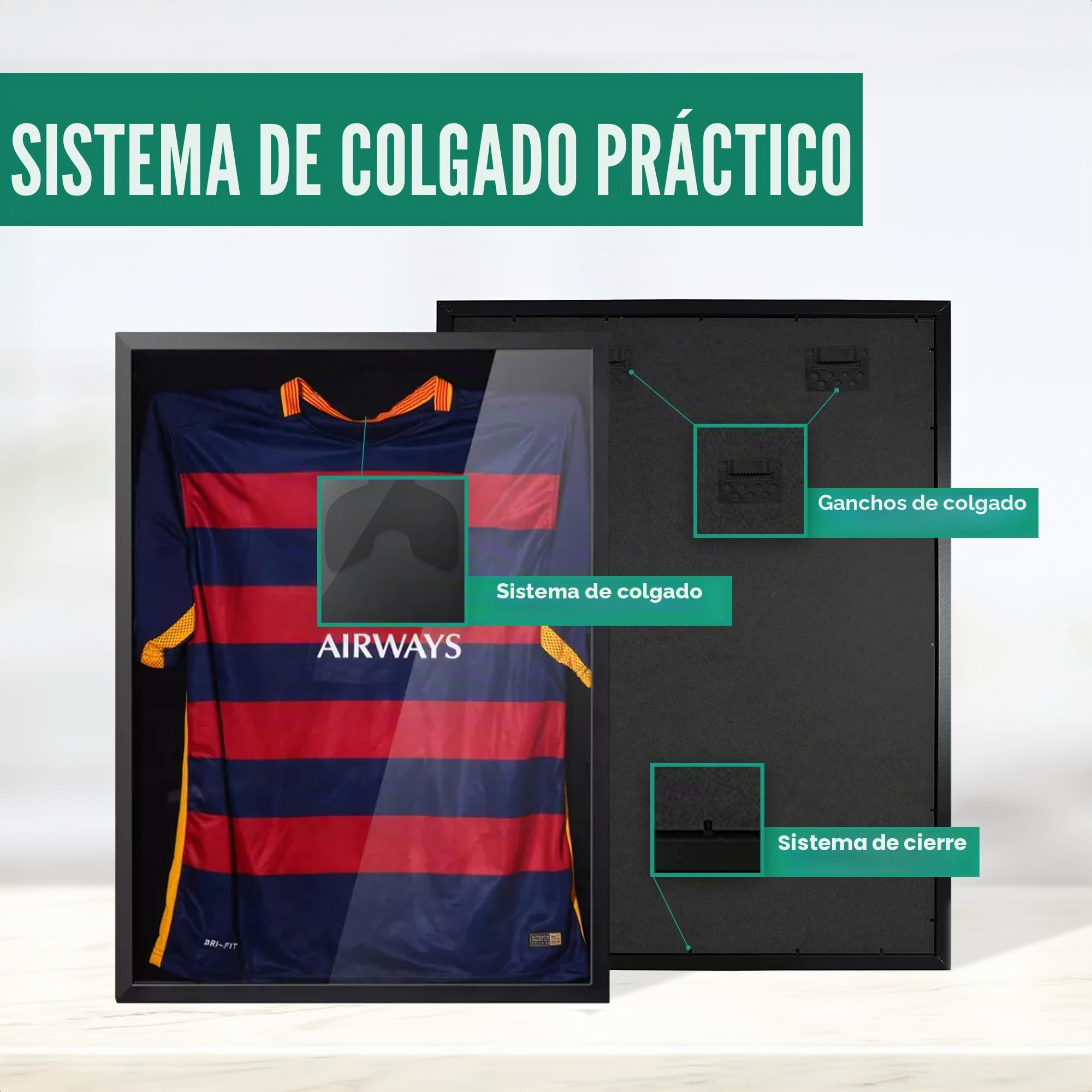 Avalo Marco - Marco de Fútbol 3D Negro 60x80CM Profundo Camisa