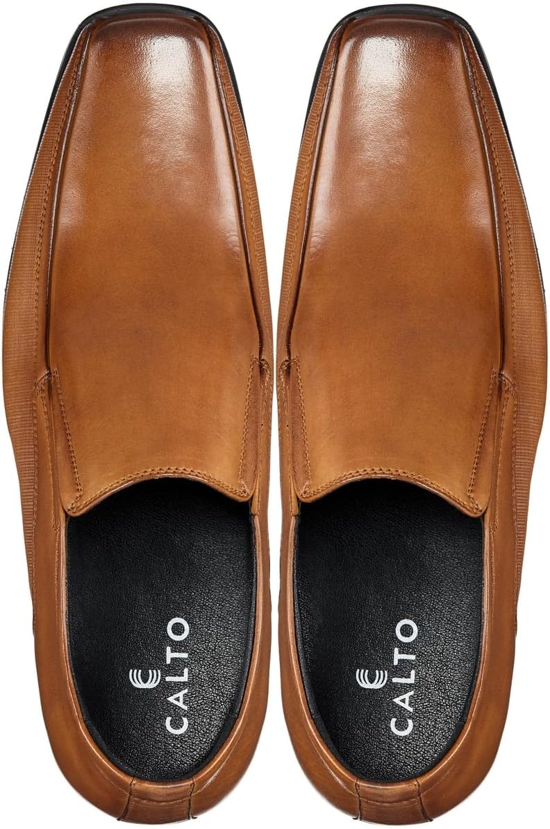 CALTO Men's Invisible Height Increasing Elevator Shoes - Copper Brown Premium Leather Slip-on Dress Loafers - 3 Inches Taller - Y3022 - Size 9 D(M) US - Image 4